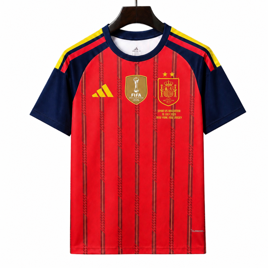 camiseta selecciÓn espaÑa campeona 2 ★ + serigrafÍa final mundial 2026
