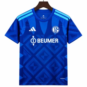 camiseta azul geométrica con logo beumer