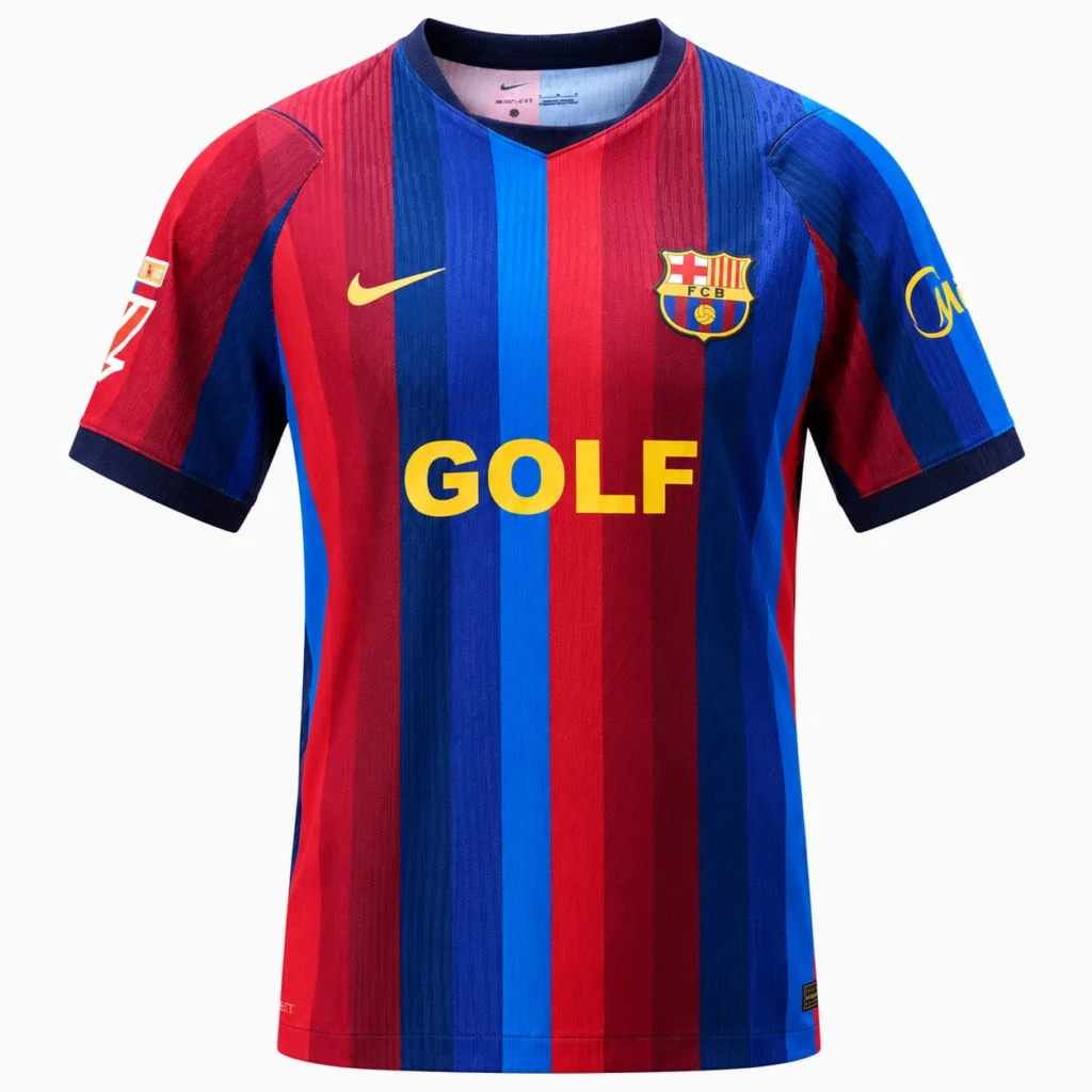 camiseta blaugrana con patrocinio golf