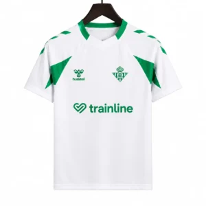 camiseta de fútbol blanca y verde suspendida