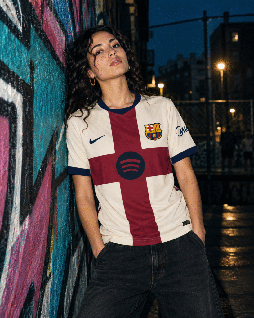 retrato urbano con camiseta del barça